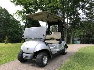 golf cart on the path